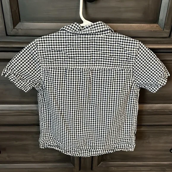 Navy blue & white plaid button up Toddler - Picture 3 of 3